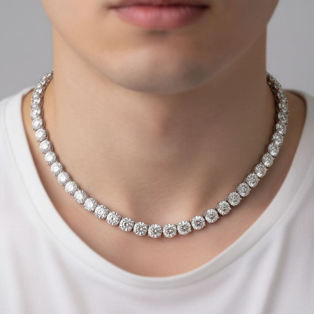Moissanite Diamond Custom Jewelry Tennis Chain 10mm Large Tennis Chain